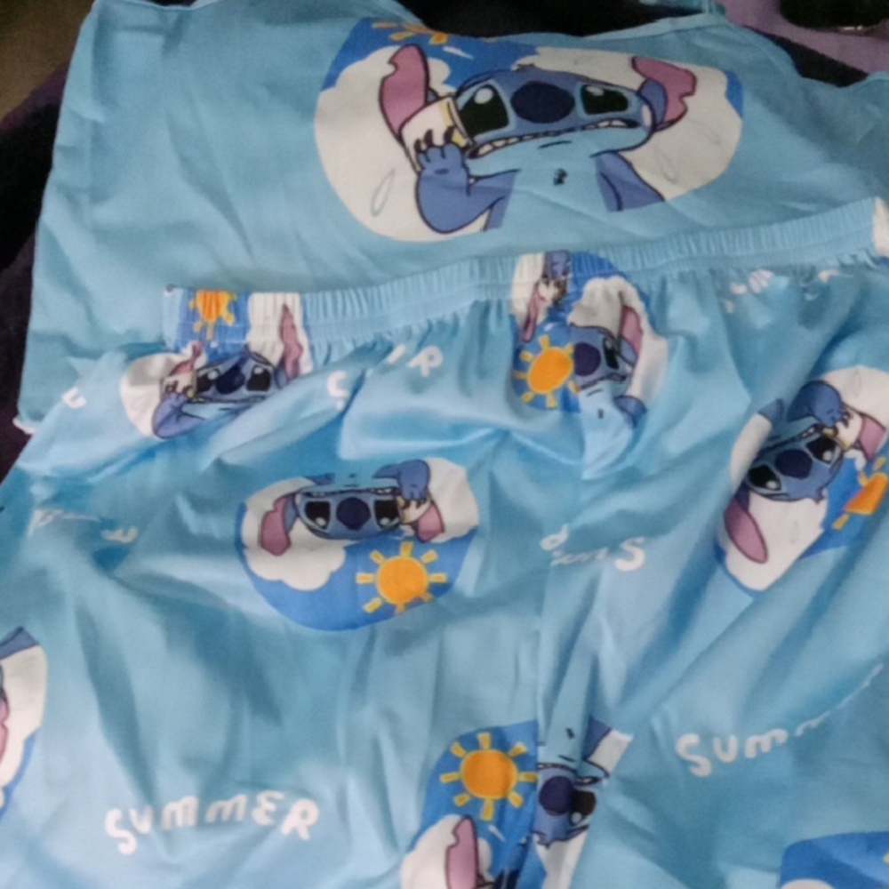 NEW Stich Blue Kids Pajamas with Cartoon Print